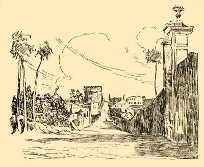 Een uitzicht op de Via Appia zoals het vandaag is, c1930 door Unbekannt