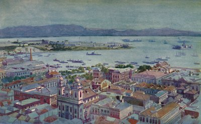 Een stukje Rio met de Ilha das Cobras en de Ilha Fiscal, 1914 door Unbekannt