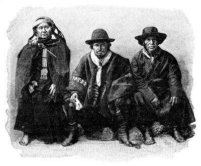 Een groep Araucaniërs, Chili-Argentinië, 1895 door Unbekannt