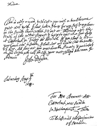 Een brief geschreven door John Dryden 1631-1700, Engelse dichter, 1699 1840 door Unbekannt