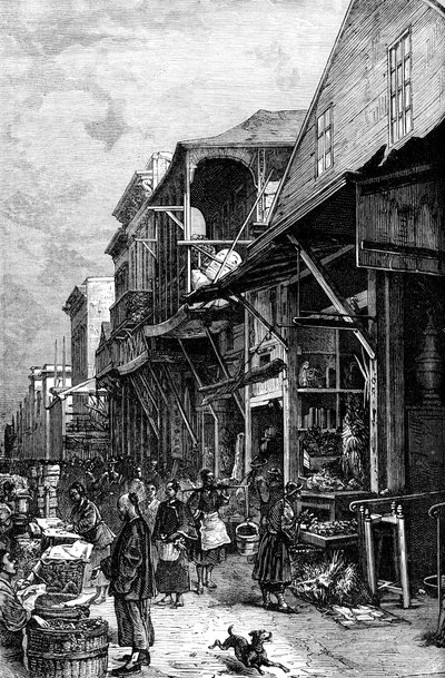 Een marktplein in San Francisco, Californië, VS, midden 19e eeuw, ca. 1880 door Unbekannt