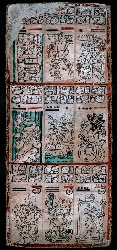 Een pagina uit de Dresden-codex, Maya-manuscript, 1901 door Unbekannt