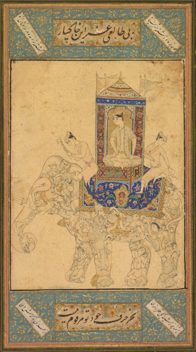 Een prins die op een samengestelde olifant rijdt, ca. 1590 door Unbekannt