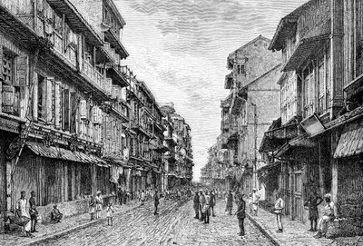 Een straat in Bombay, India, 1895 door Unbekannt