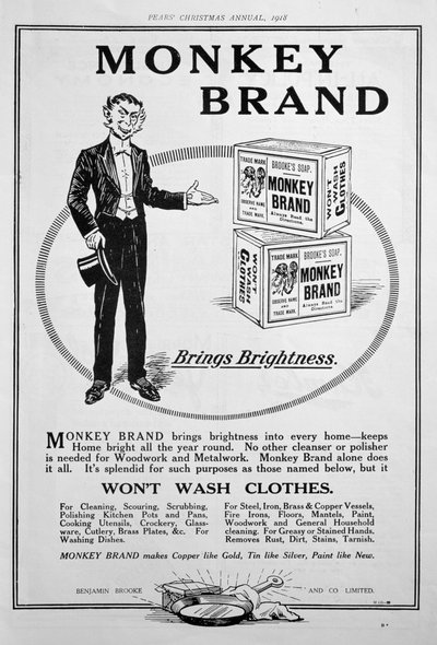 Advertentie voor Brookes Monkey Brand zeep, 1918 door Unbekannt