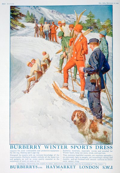 Advertentie voor Burberry wintersportkleding, 1928 door Unbekannt