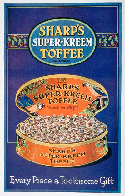 Advertentie voor Sharps Super-Kreem Toffee door Unbekannt