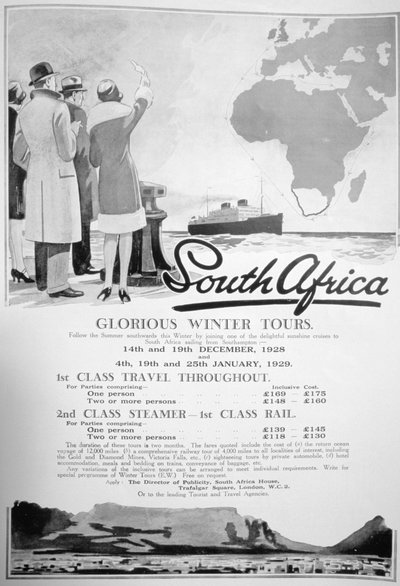 Advertentie voor Winterreizen naar Zuid-Afrika door Unbekannt