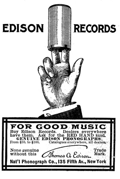 Advertentie voor Edison fonograaf cilinderopnamen door Unbekannt