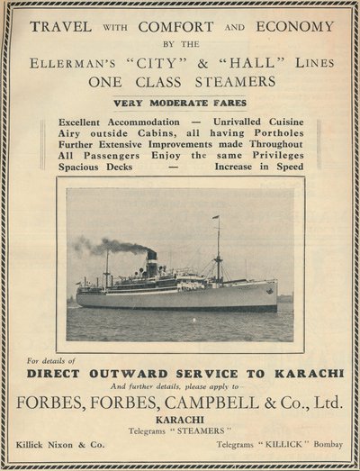 Advertentie voor Ellermans stoomschepen, 1936 door Unbekannt