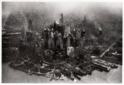 Luchtfoto van Manhattan, New York City, VS, vanuit een Zeppelin, 1928-1933 door Unbekannt