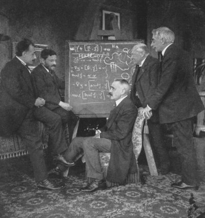 Albert Einstein en andere natuurkundigen bij Paul Ehrenfests huis, Leiden, Nederland door Unbekannt