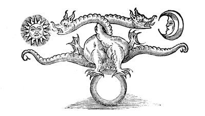 Alchemisch symbool dat de transmutatie van onedel metaal in zilver en goud vertegenwoordigt, 1652 door Unbekannt