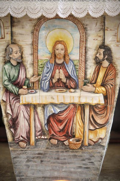 Altaar dat Jezus met de Emmaus-pelgrims uitbeeldt, Depressa, Italië door Unbekannt