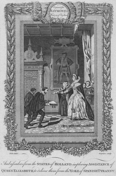 Ambassadeurs van de Staten van Holland smeken om hulp van Koningin Elizabeth, c1787 door Unbekannt