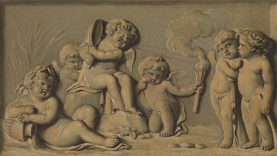Amorini aan het Spelen, een van een paar, 1770-90 door Unbekannt