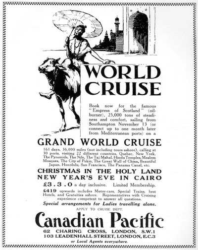 Een advertentie voor een wereldcruise van Canadian Pacific, 1926 door Unbekannt