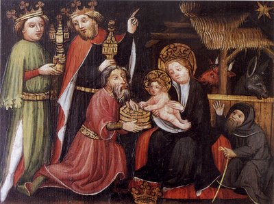 Aanbidding der Koningen, onbekende Meester, ca. 1400; Evangelische Spitalstiftung Isny door Unbekannt