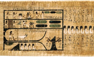 Oude Egyptische Dodenboek op papyrus met hiërogliefen door Unbekannt