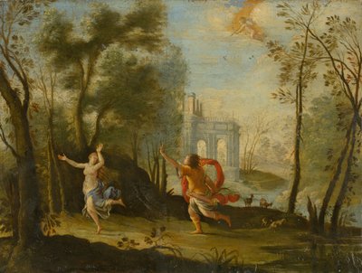 Apollo achtervolgt Daphne door Unbekannt