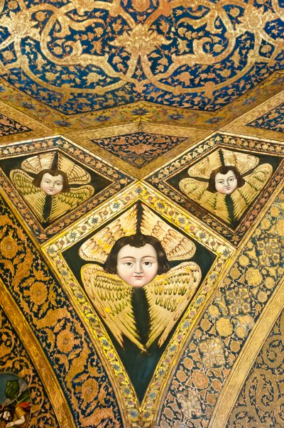 Armeense Apostolische Kerk; plafondschildering; gezicht met vleugels; cherubijnen en serafijnen; Vank-kathedraal; Jolfa of New Julfa; Isfahan; Iran; Azië door Unbekannt
