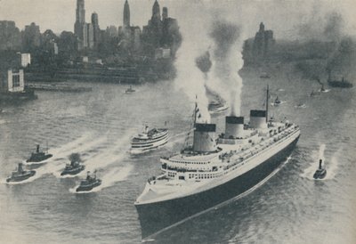 Aankomst in New York van de Normandie, 1936 door Unbekannt