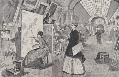 Kunststudenten en kopiisten in de Louvre-galerij, Parijs Harper