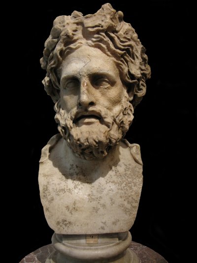 Asclepius, god van geneeskunde en genezing. Romeinse kopie van Griekse standbeeld door Phyromachos, 2e eeuw v.Chr. door Unbekannt