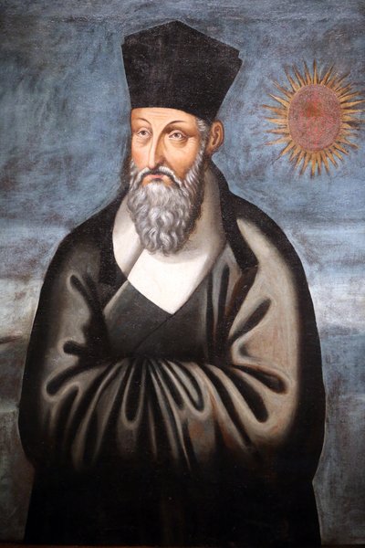 Aziatisch Beschavingen Museum. Christendom in Azië: Heilige Kunst en Visuele Pracht. Portret van Matteo Ricci (een Italiaanse jezuïet die het grootste deel van zijn leven doorbracht met het brengen van het christendom naar China). Emmanuele Pereira (You We door Unbekannt