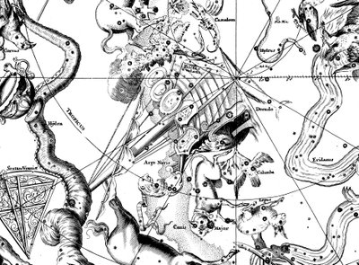 Astronomische kaart, gecentreerd op het zuidelijke sterrenbeeld Argo Navis, 1742 door Unbekannt