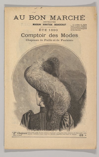 Au Bon Marché-Comptoir des Modes, Chapeaux de Paille de Fantaisie, zomer 1890 door Unbekannt