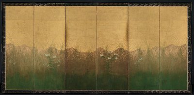 Herfstavond met Volle Maan op de Musashino Vlakte, begin 1600s door Unbekannt