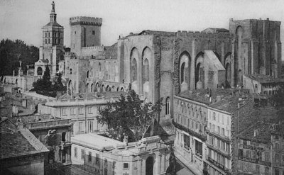 Avignon - Uitzicht op de Klokkentoren van het Pausenpaleis door Unbekannt