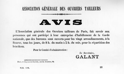 Avis, uit Franse politieke posters van de Parijse Commune, mei 1871 door Unbekannt
