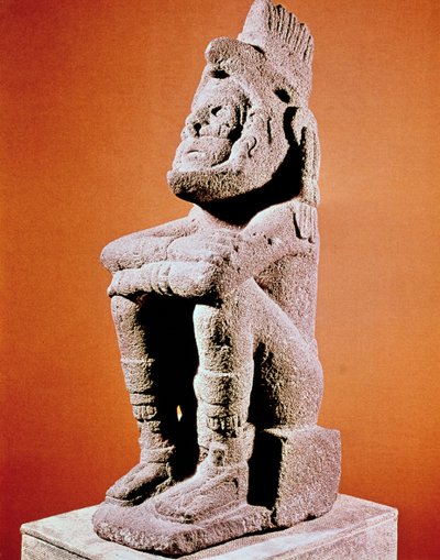 Azteekse sculptuur van een zittende mannelijke figuur, ca. 1375-1521 door Unbekannt
