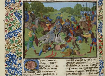 Slag tussen Turken onder Sultan Murad I en Serviërs, ca 1470-1475 door Unbekannt