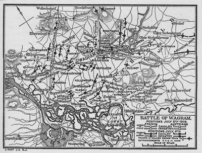 Slag bij Wagram, posities 5 juli 1809, 1896 door Unbekannt