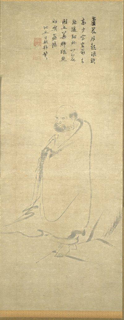 Bodhidharma steekt de Yangzi over op een riet, 1300s door Unbekannt