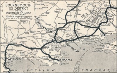 Bournemouth en District, met verbindingen van de Southern Railway, 1929 door Unbekannt