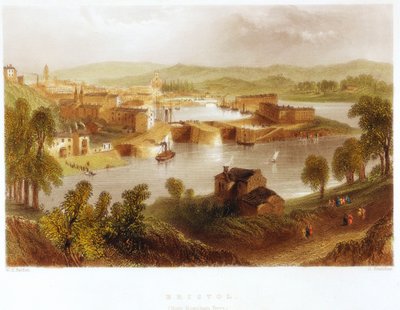 Bristol vanaf Rownham Ferry, 1841 door Unbekannt