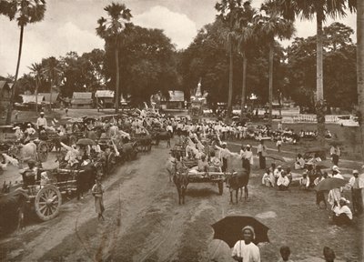 Birmaanse Begrafenis - Processie van Karren met Offers, 1900 door Unbekannt