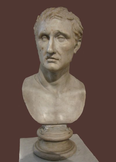 Buste van Menander. Romeinse kopie van Griekse standbeeld door Kephisodotos en Timarchos, 4e eeuw v.Chr. door Unbekannt