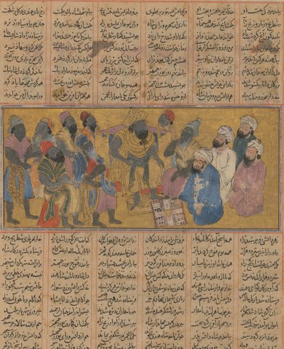 Buzurjmihr Legt het Spel Backgammon Nard uit aan de Raja van Hind door Unbekannt