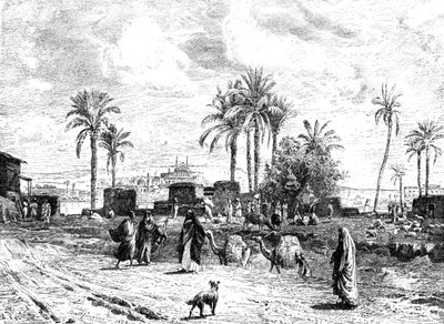 Caïro gezien vanaf de linkeroever van de Nijl, 1881 door Unbekannt