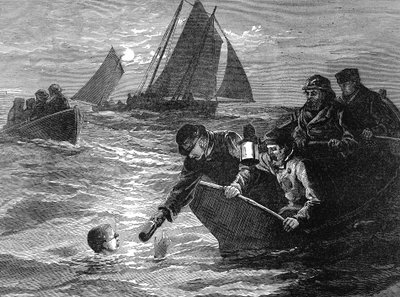 Kapitein Matthew Webb, de eerste man die het Engelse Kanaal zwom, 1875 door Unbekannt