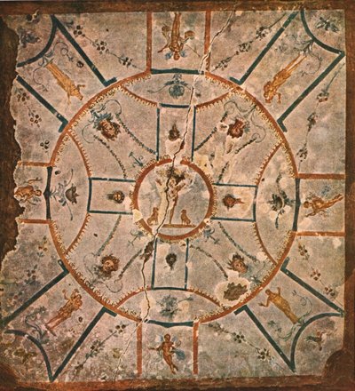 Plafond in de Kamer van het Hypogeum van Lucina...Rome, Italië, 1928 door Unbekannt
