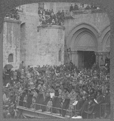 Ceremonie van het wassen van de voeten van de discipelen in de Kerk van het Heilig Graf, c1900 door Unbekannt