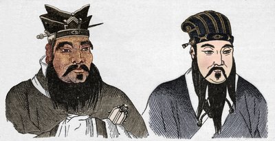 Chinese portretten van Confucius en zijn grote volgeling Mencius, 1907 door Unbekannt