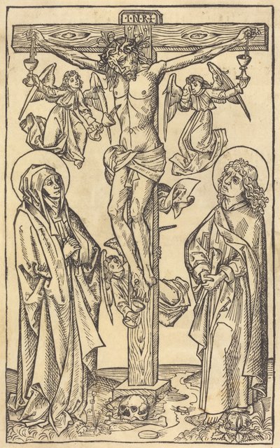 Christus aan het Kruis met Engelen, ca. 1490 door Unbekannt