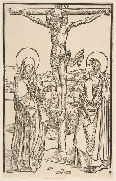 Christus aan het kruis met de Maagd en Sint Jan door Unbekannt
